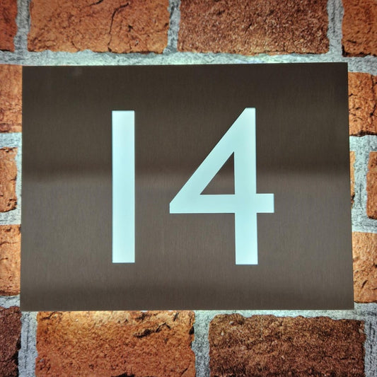 SALE Illuminated house number plaque number 14