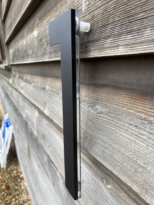 SALE Modern Matt Black 3D House Number 1, 225mm Century Gothic font