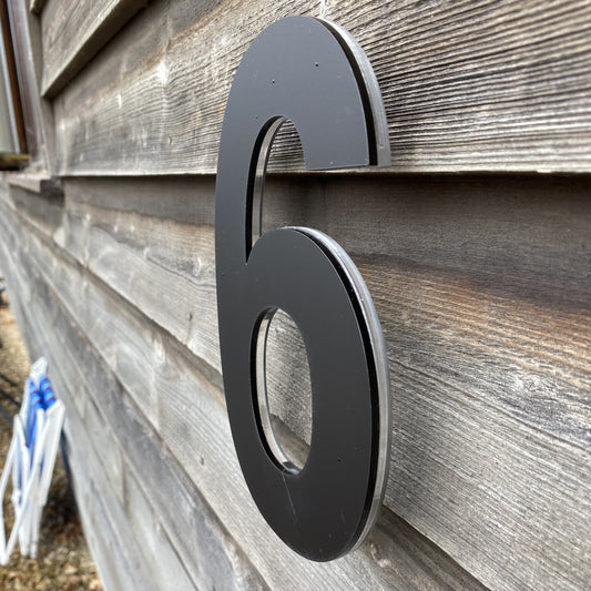 SALE Modern Matt Black 3D House Number 6/9, 20cm Helvetica