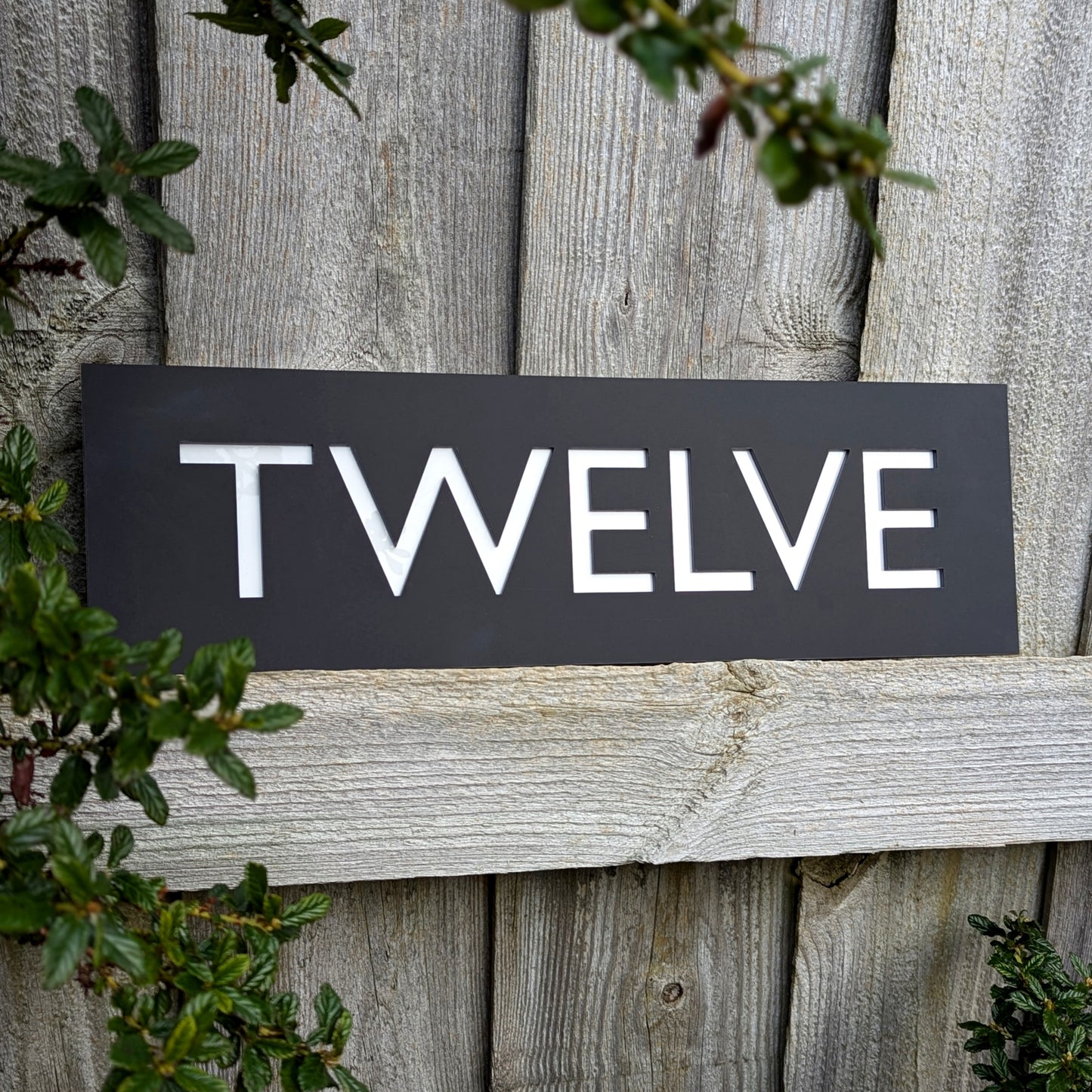 SALE House Number Word Plaque - Black - Recycled Acrylic