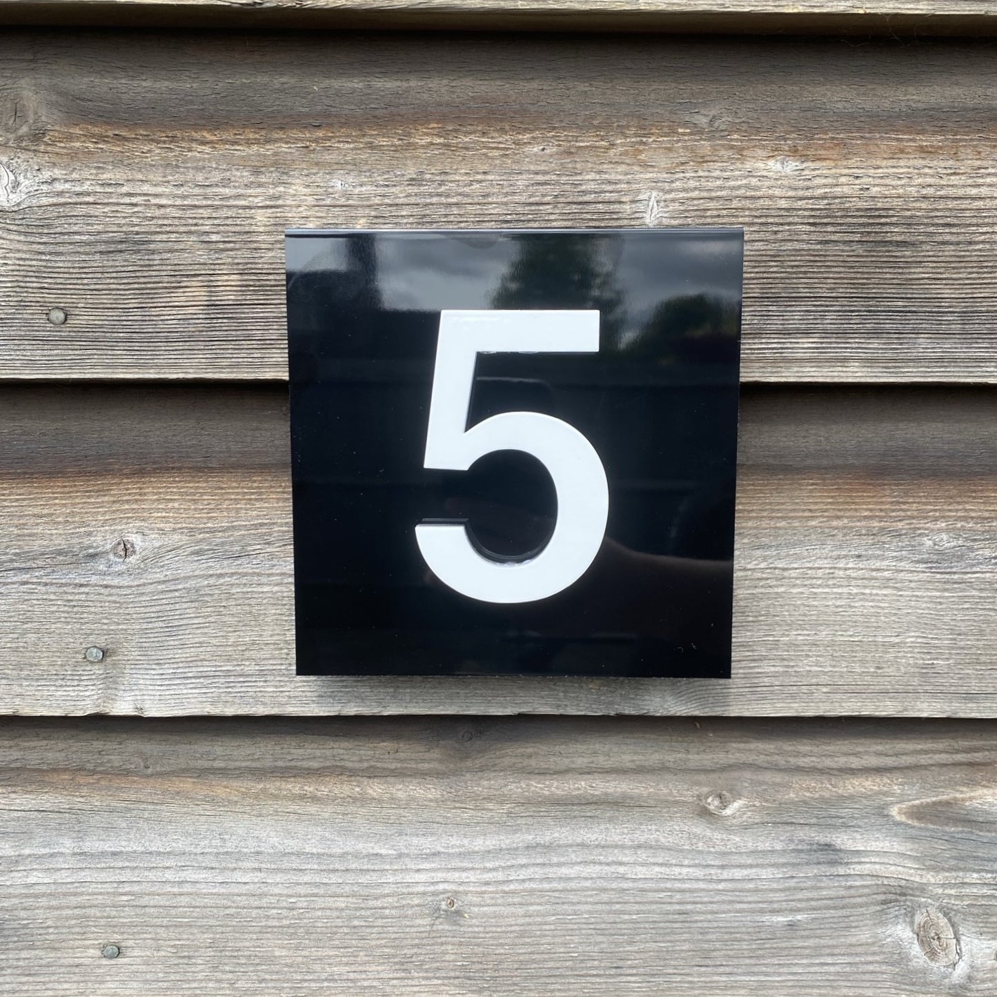 SALE 3D White House Number 5, Mounted onto Black