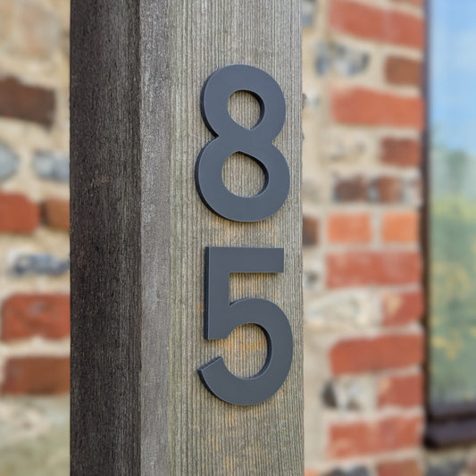 Bold Matt Grey Door Number - Stick on Fixing