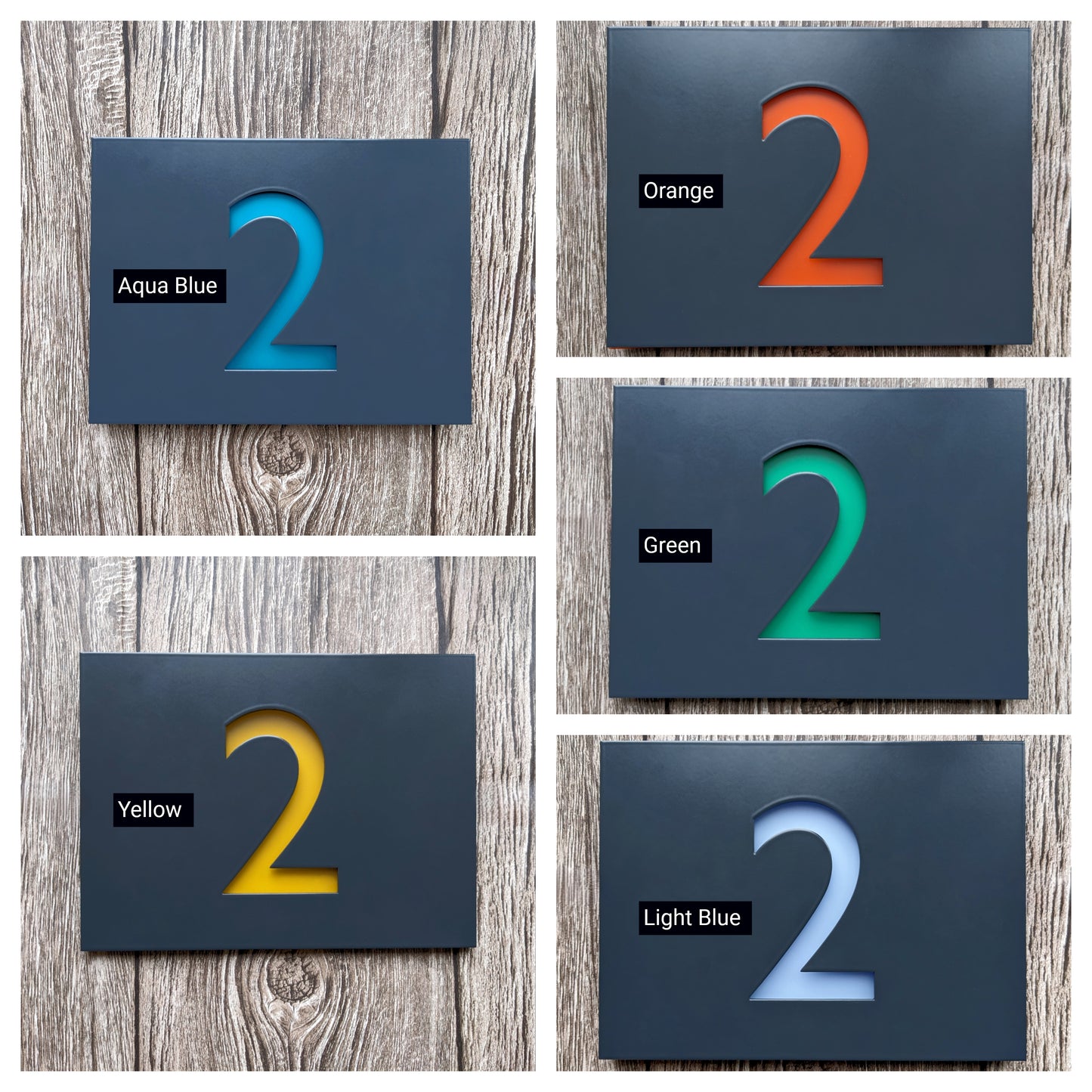LED House Number Plaque - Colour Options - Gill Sans