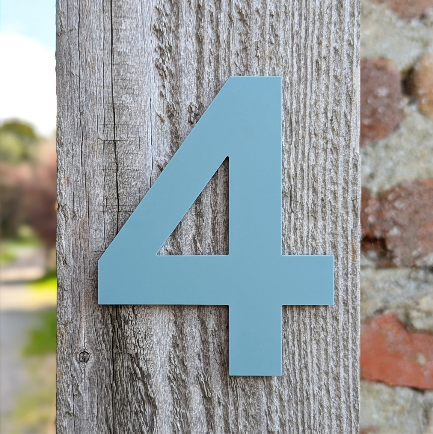 SALE Bold Duck Egg Blue Door Number 4 - Stick on Fixing
