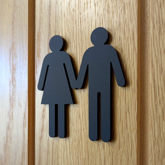 Toilet Door Signs - black/grey/white - stick on fixings