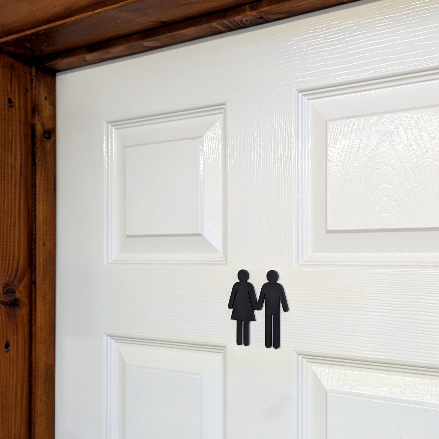Toilet Door Signs - black/grey/white - stick on fixings