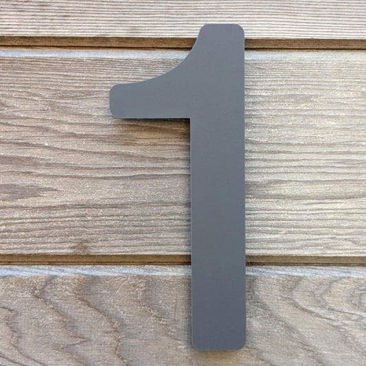 SALE Modern Grey MATT House Number 1, 20cm - Acrylic Floating