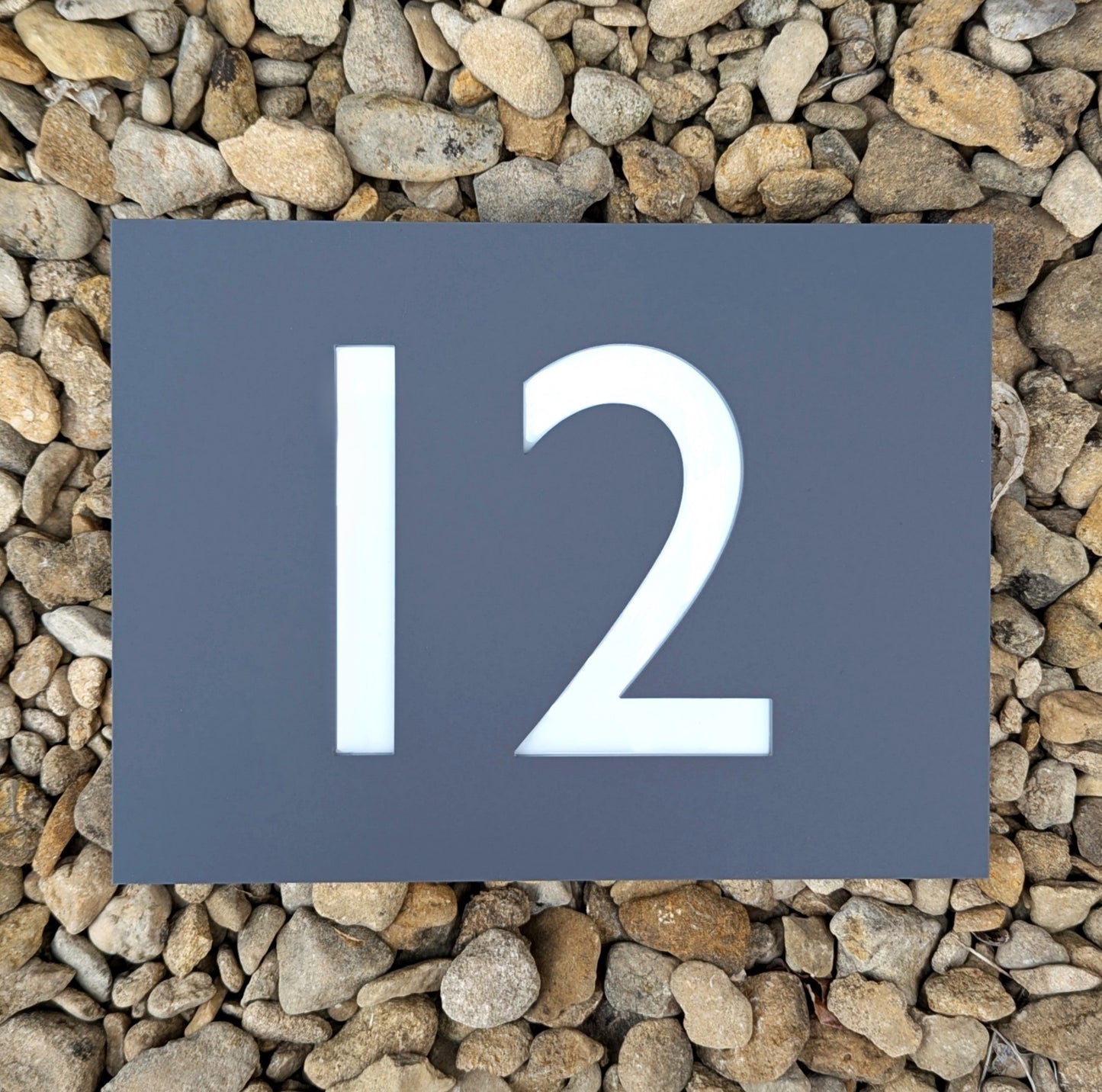 Rectangle House Number Plaque - Grey - Recycled Acrylic - Customisable