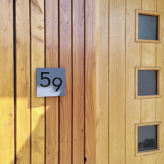 Square House Number Plaque - Grey - Customisable
