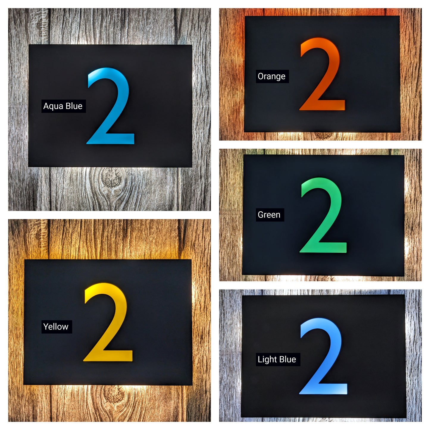 LED House Number Plaque - Colour Options - Gill Sans