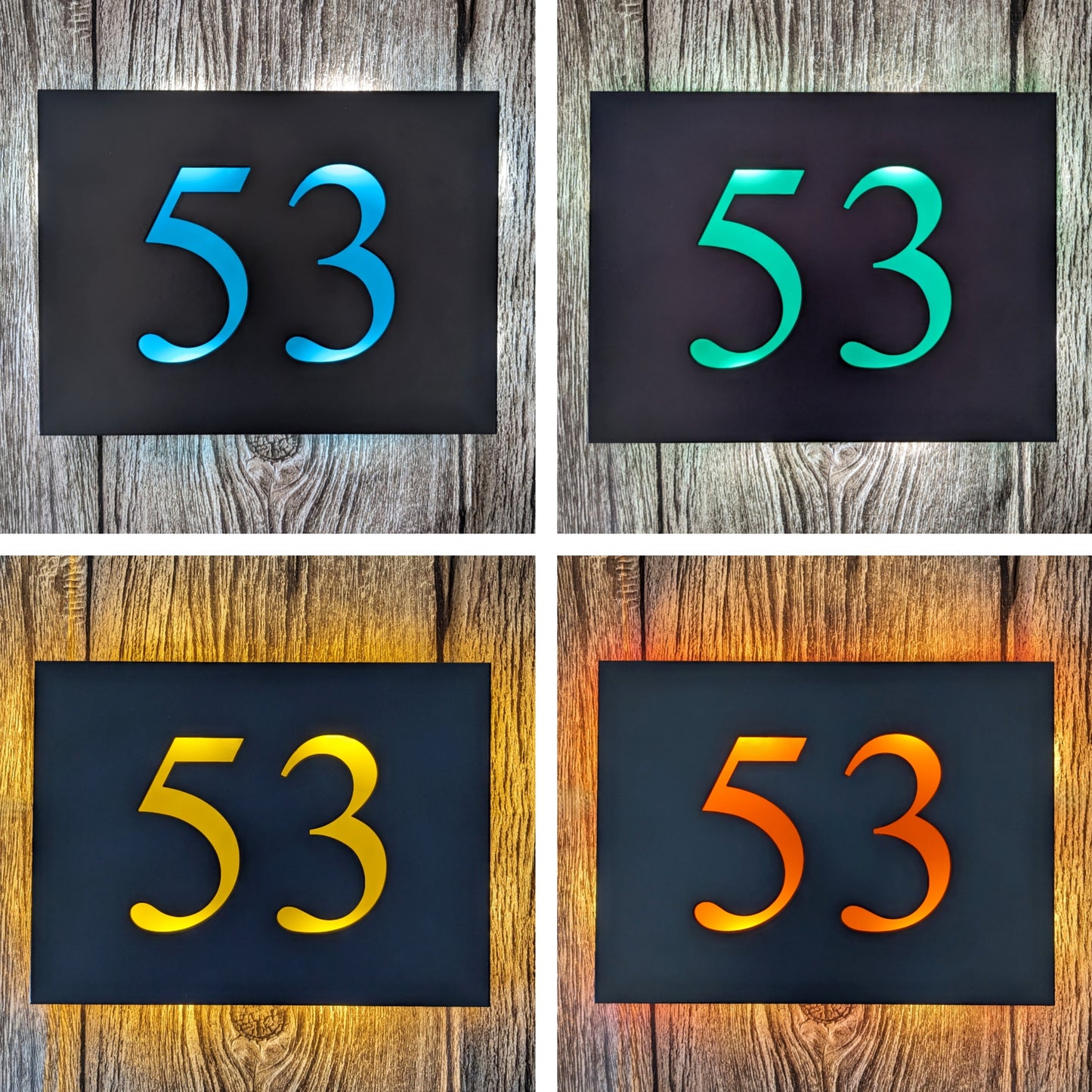 LED House Number Plaque - Colour Options - Times New Roman