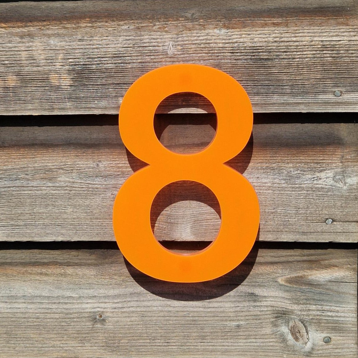 SALE Luminous Orange 3D House Number 8, 200mm Helvetica font