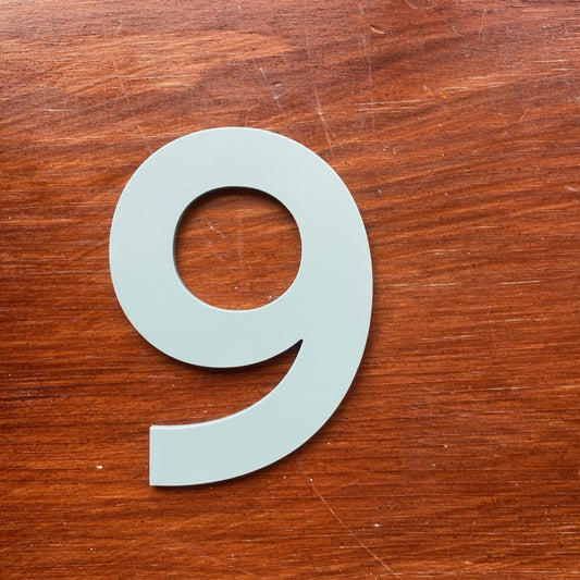 SALE Bold Duck Egg Blue Door Number 6/9 - Stick on Fixing