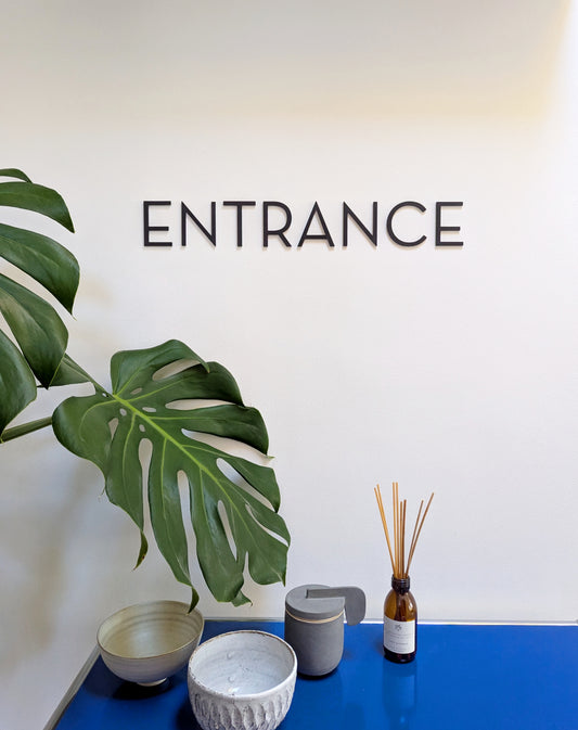 Modern Matt Black Lettering for Offices - choose your text - stick on fixings