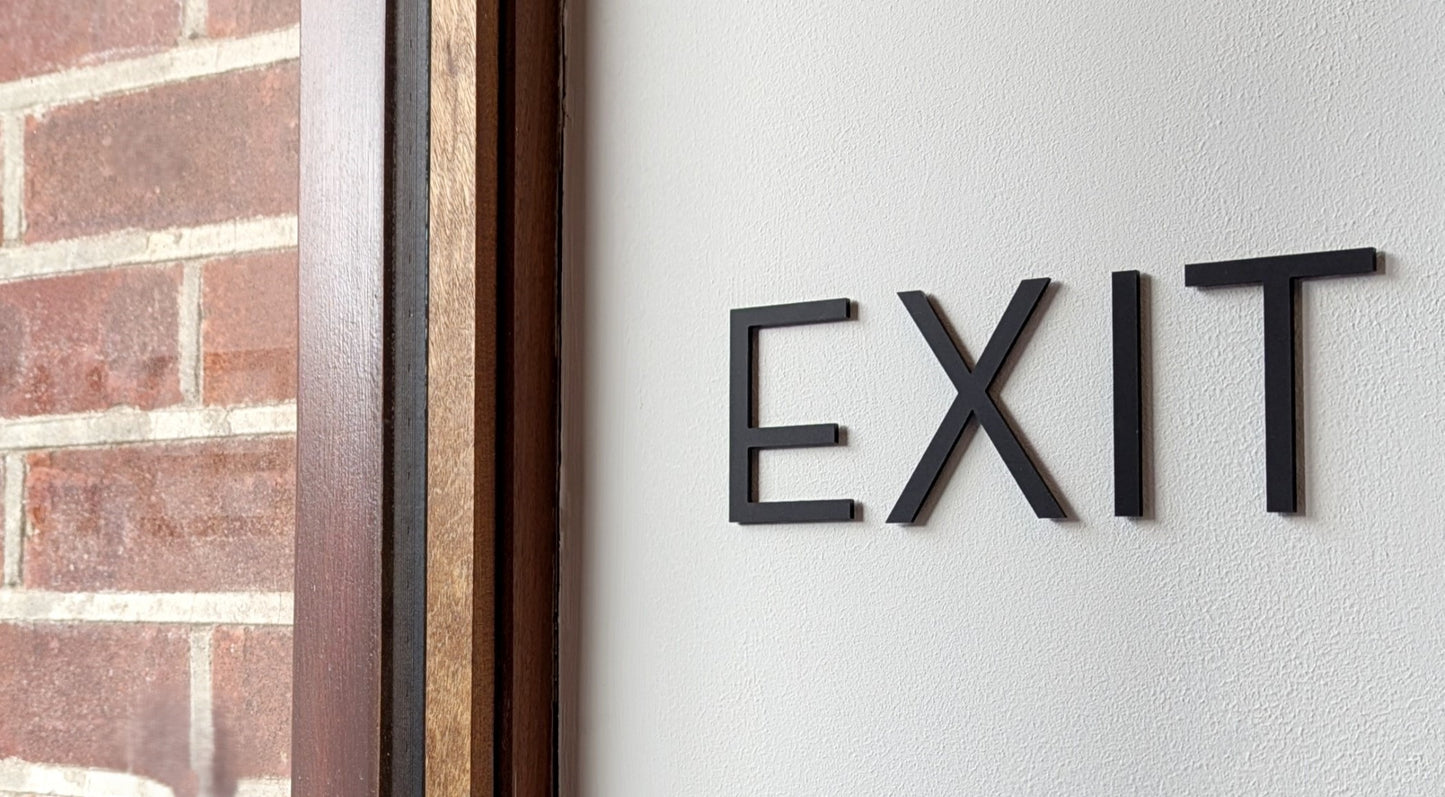 Modern Matt Black Lettering for Offices - choose your text - stick on fixings