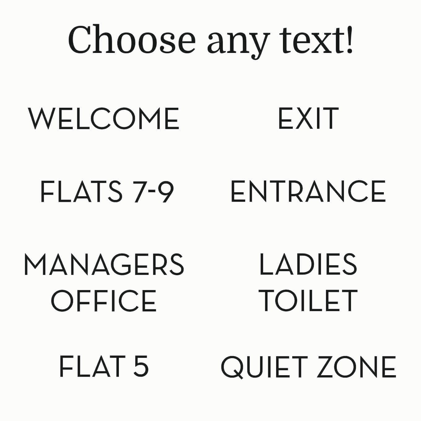 Modern Matt Black Lettering for Offices - choose your text - stick on fixings