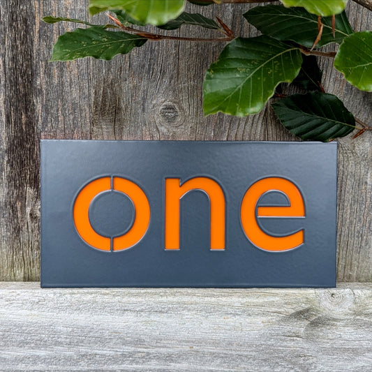 Anthracite Grey House Number Word Plaque - Powder Coated Stainless Steel