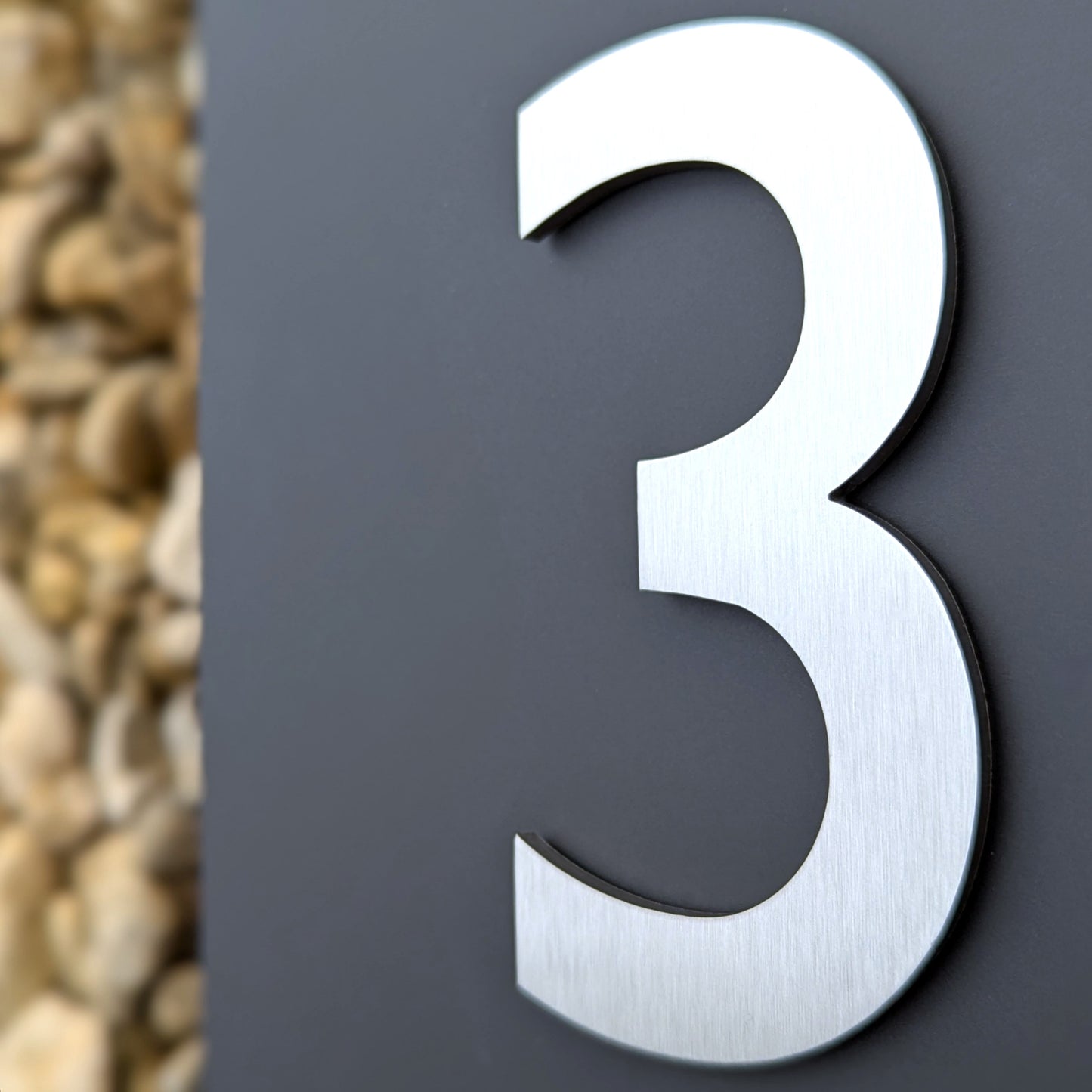 Stainless Steel House Numbers, mounted onto matt black square sign