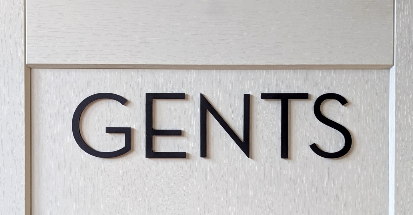 Modern Matt Black Lettering for Offices - choose your text - stick on fixings