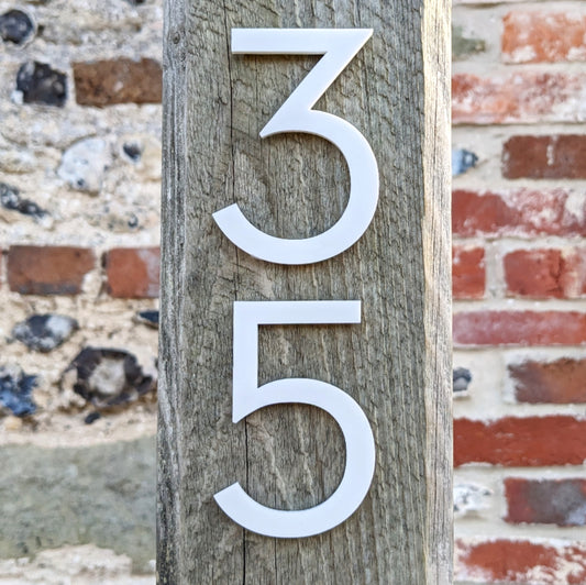 Modern Matt White Door Number - stick on fixing