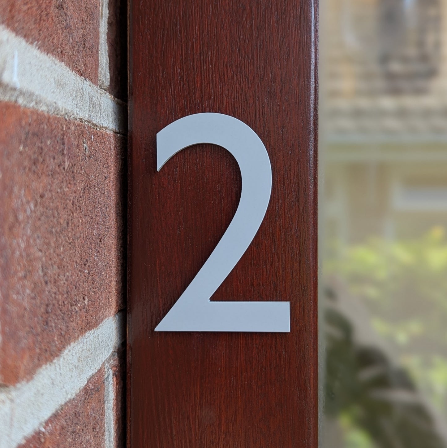 Modern Matt Ash Grey Door Number - stick on fixing