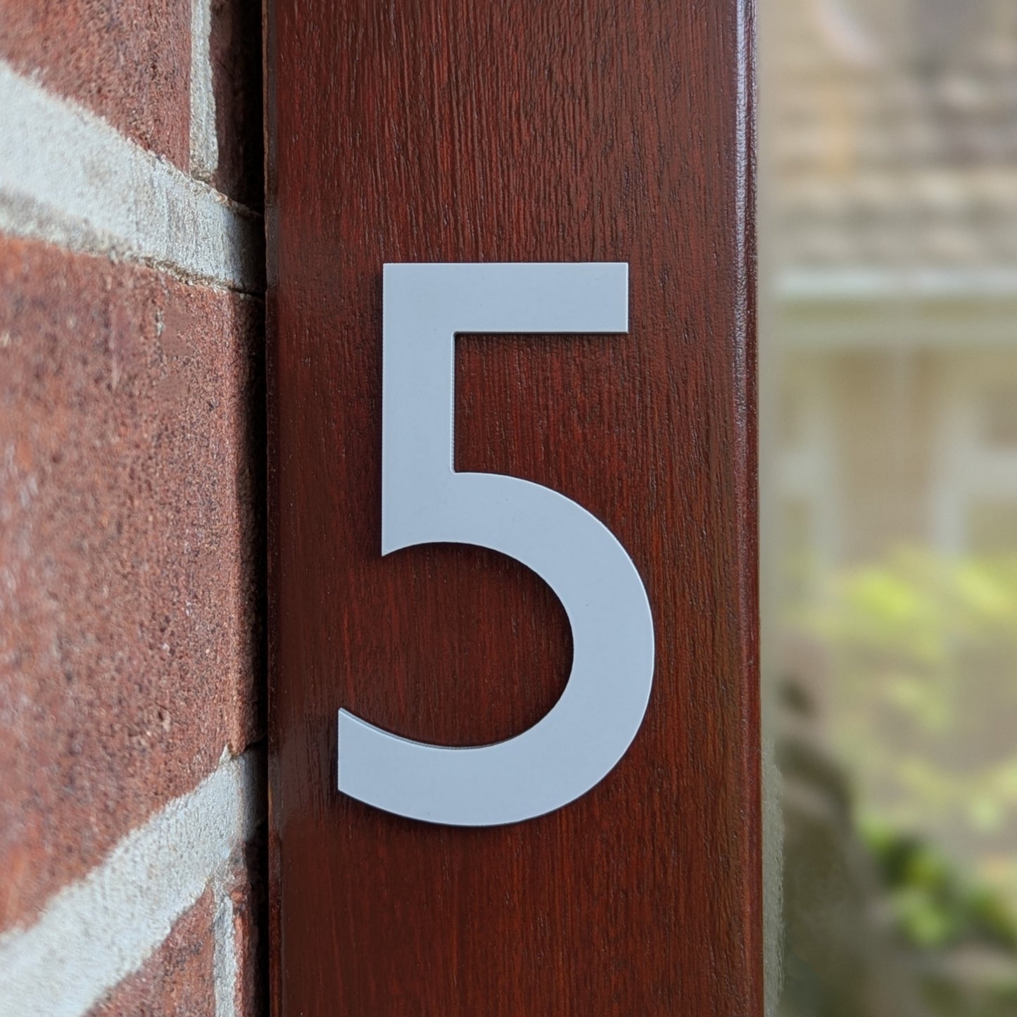Modern Matt Ash Grey Door Number - stick on fixing