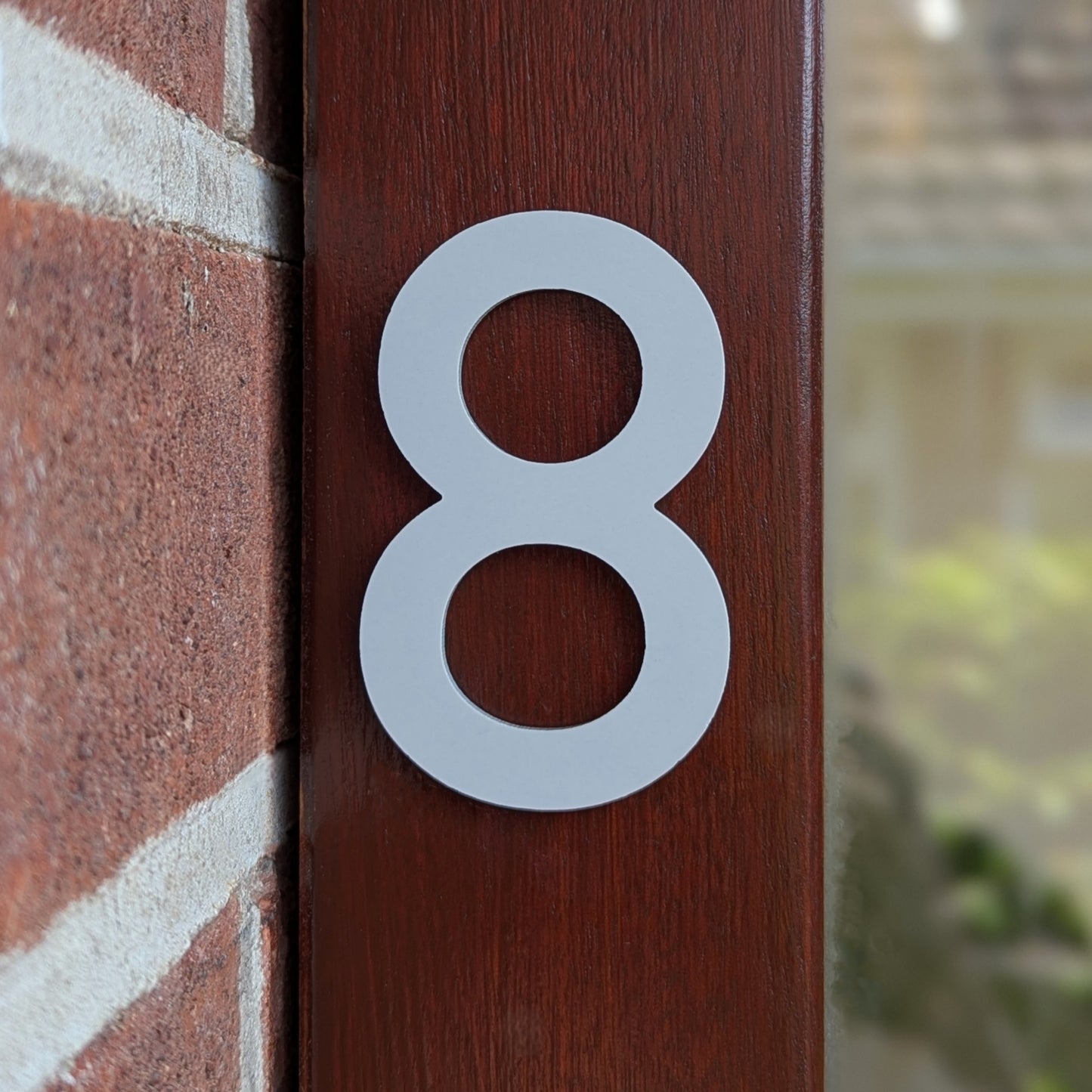 Modern Matt Ash Grey Door Number - stick on fixing