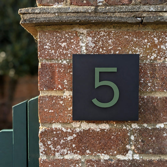 Square House Number Plaque - Black - Recycled Acrylic - Customisable