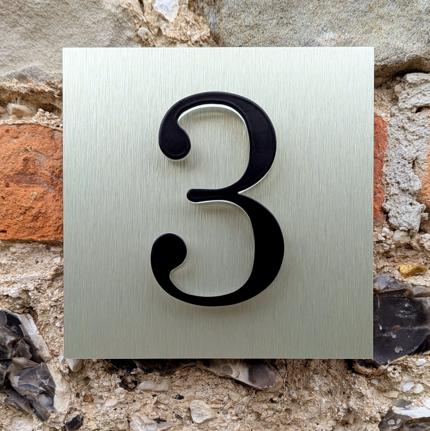 SALE 3D House Number 3, Mounted onto Gold