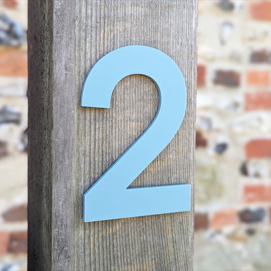 Bold Duck Egg Blue Door Number - Stick on Fixing