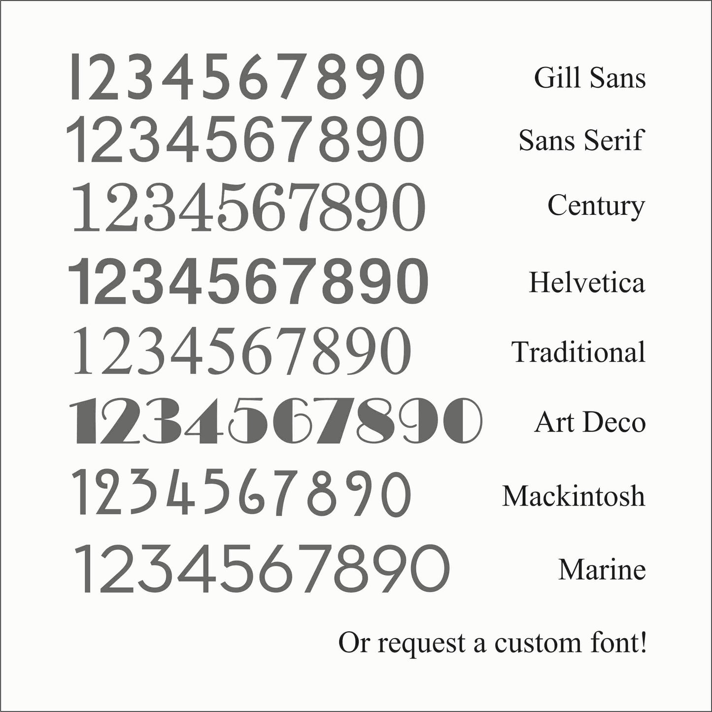 Custom Powder Coated House Number - choose your font and colour