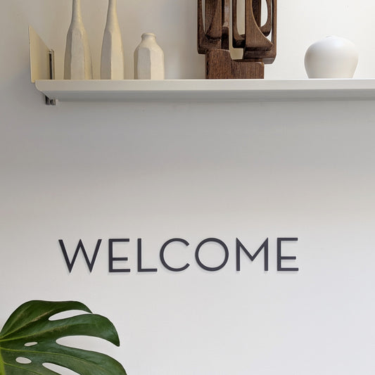 Modern Matt Grey Lettering for Offices - choose your text - stick on fixings