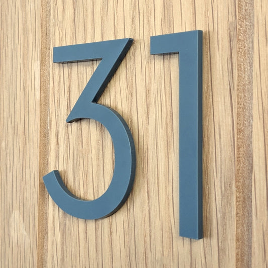 Modern Matt Grey Door Number - stick on fixing