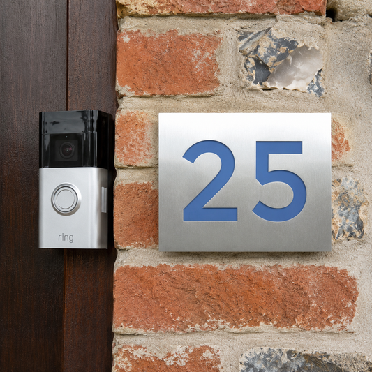 Modern House Number Plaque - Montserrat font - stainless steel