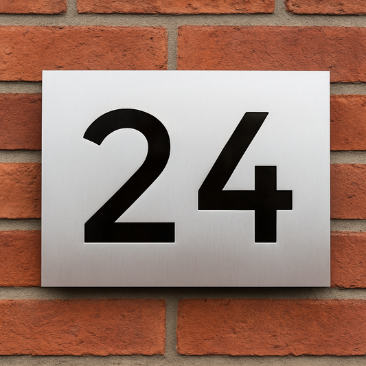 Modern House Number Plaque - Montserrat font - stainless steel