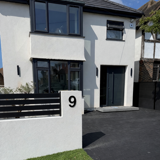 Modern Black House Numbers 20cm - Acrylic Floating