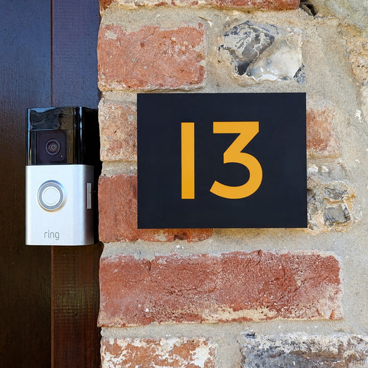 Modern House Number Plaque - Montserrat font - Black Recycled Acrylic