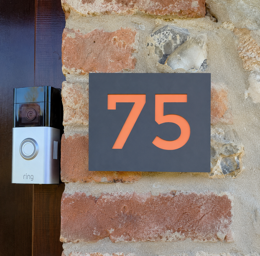 Modern House Number Plaque - Montserrat font - Grey Recycled Acrylic