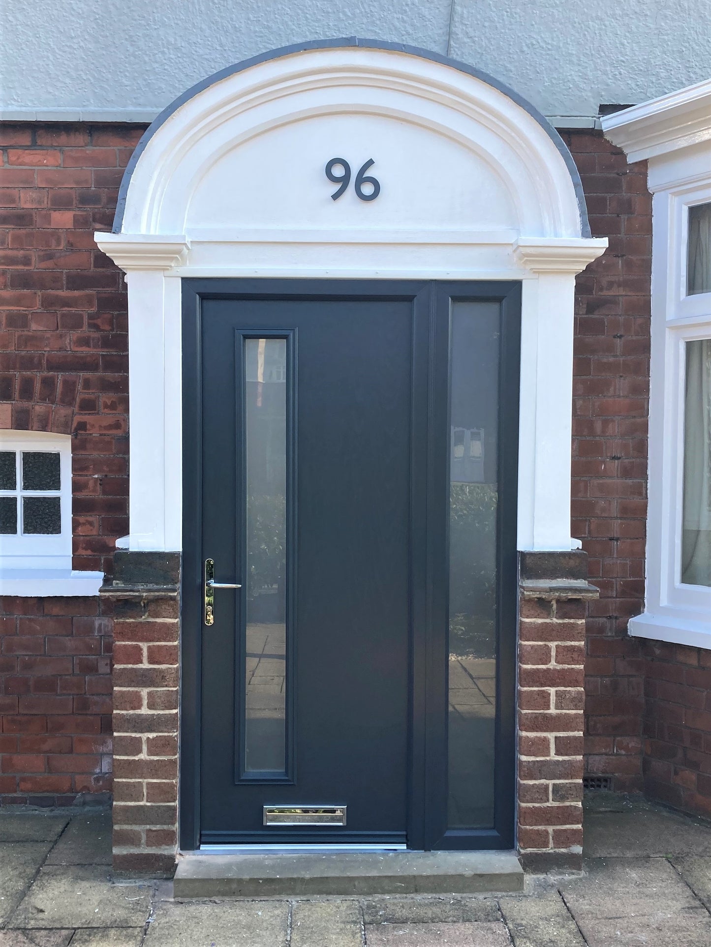 Anthracite grey house number , Anthracite grey door numbers , Anthracite grey address number , 7016 house number , Anthracite grey 7016 , Coloured house numbers , modern house numbers , Gill Sans house numbers , floating house numbers , metal house numbers , contemporary house numbers