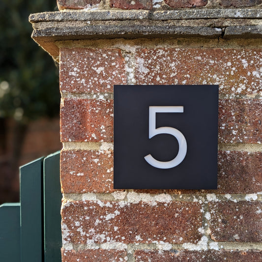 Square House Number Plaque - Black - Recycled Acrylic - Customisable