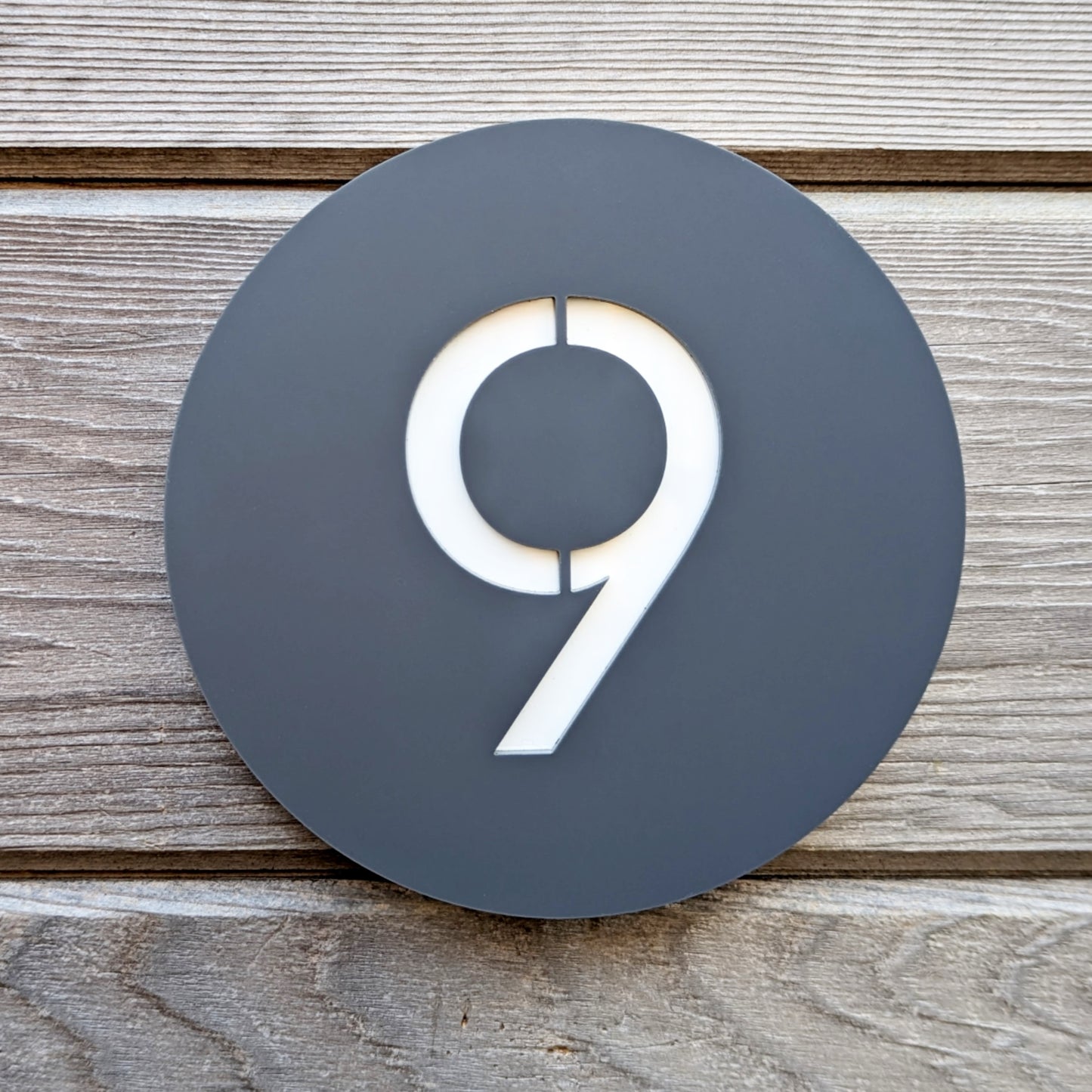 Circle House Number Plaque - Grey - Customisable