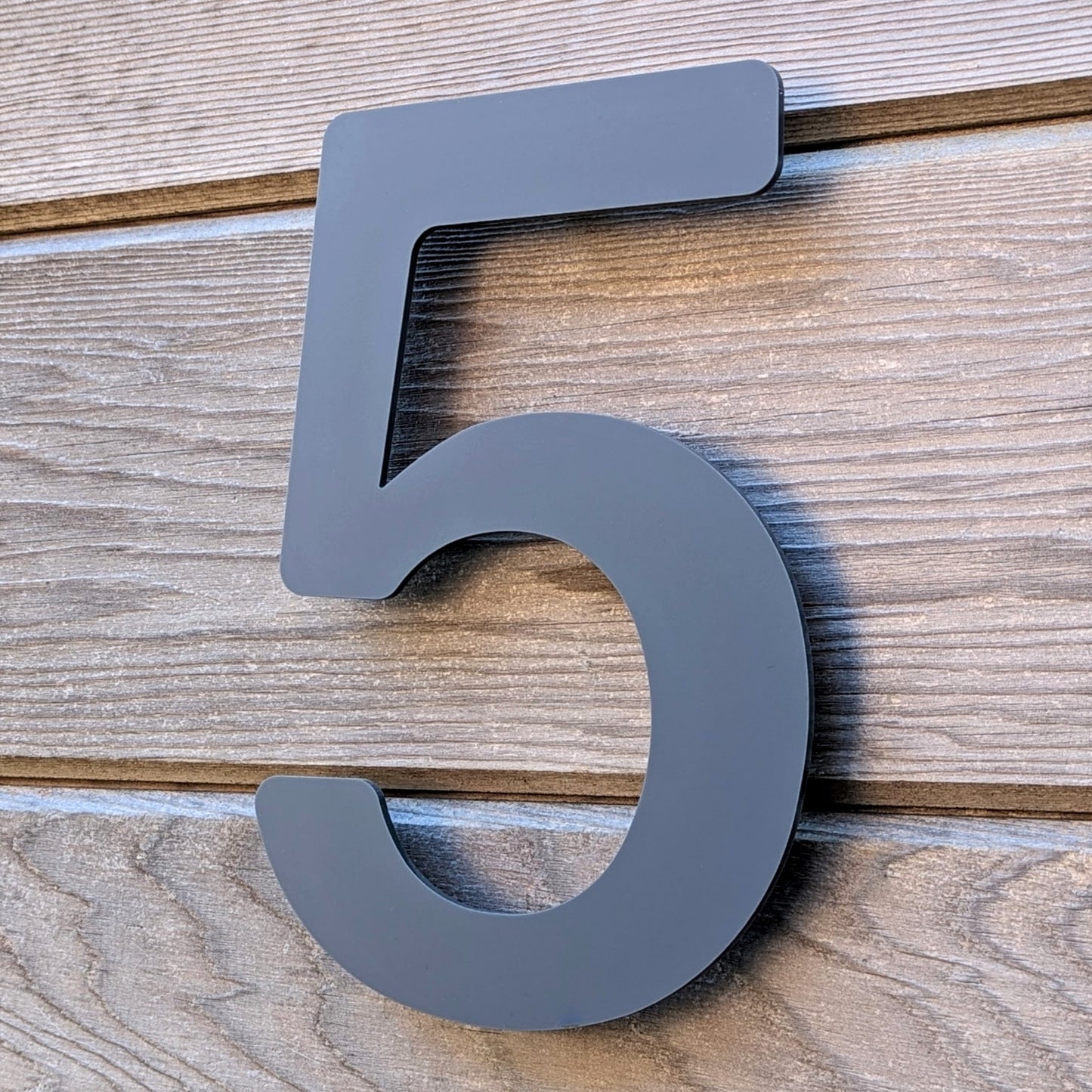 SALE Modern GREY House Number 5, 20cm - Acrylic Floating