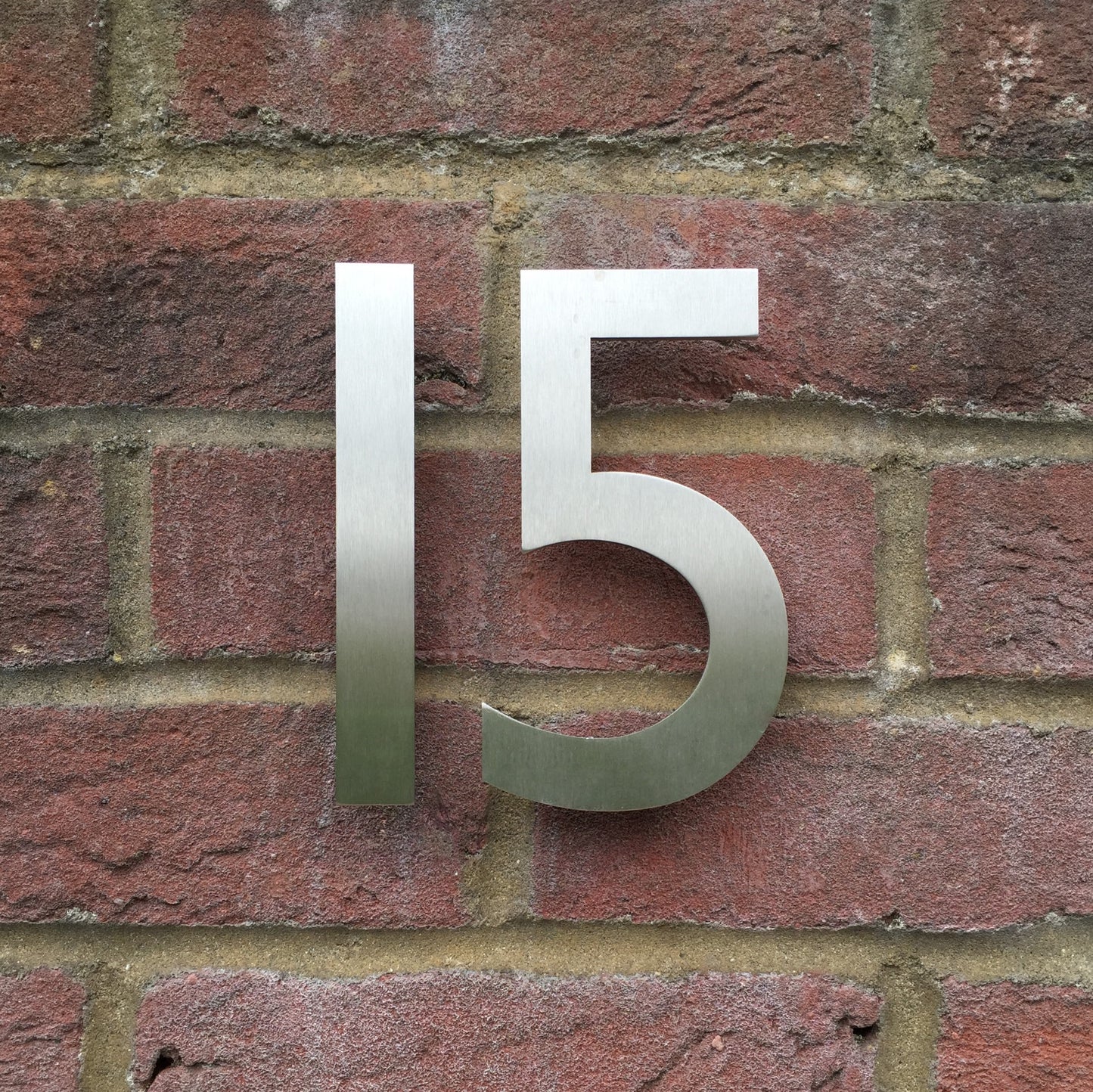 Stainless steel house number , house number , Gill Sans house number , Stainless steel door number , modern house number , contemporary house number , house number made in the UK , Gill Sans , hand finished house numbers