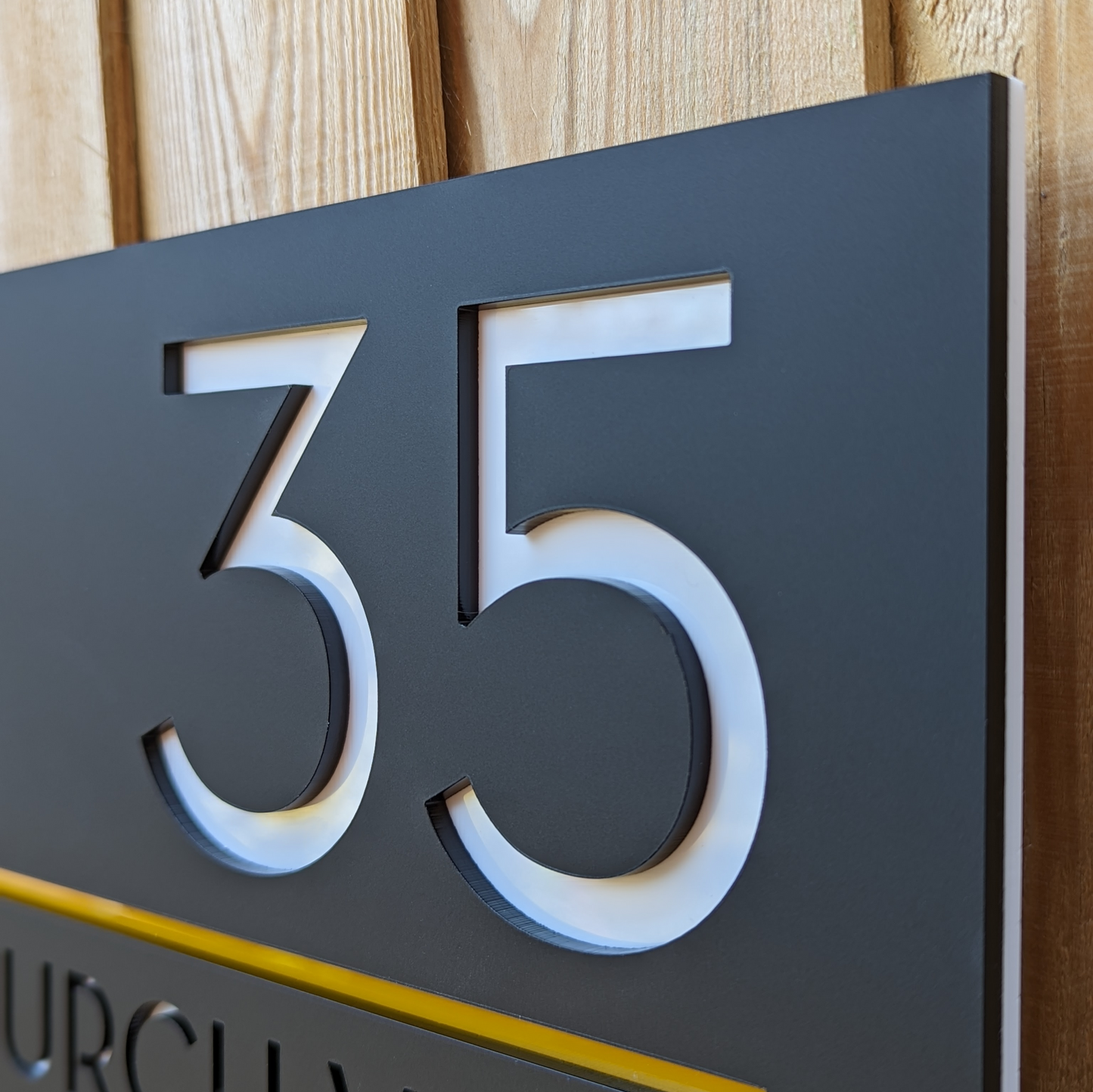 Modern House Number Plaque - Black - Recycled Acrylic - Customisable
