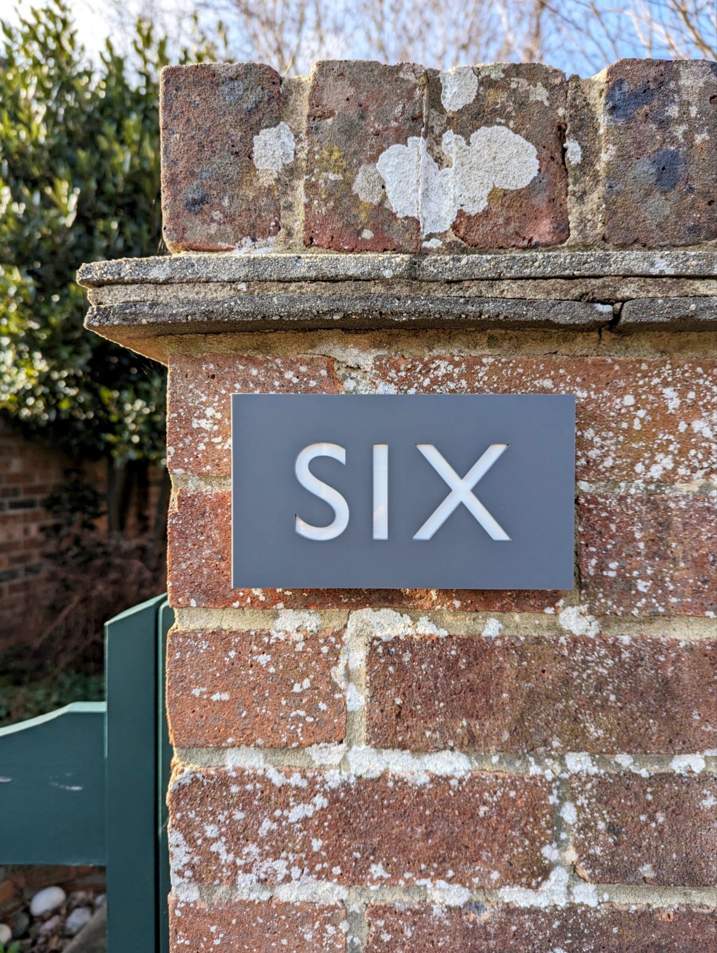 House Number Word Plaque - Grey - Customisable