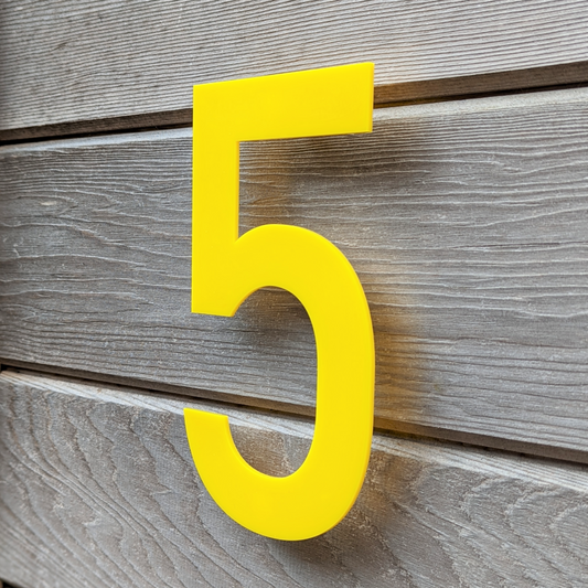 SALE Custom House Number 5 - 20cm floating - Custom Colour (Bight Yellow)