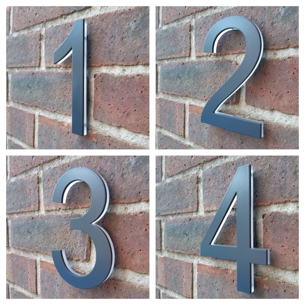 Anthracite grey house number, grey house number, grey door number, anthracite grey 3D house number, 3D house number, chunky house number, eye catching house number, anthracite grey 7016, 7016 house number, RAL 7016