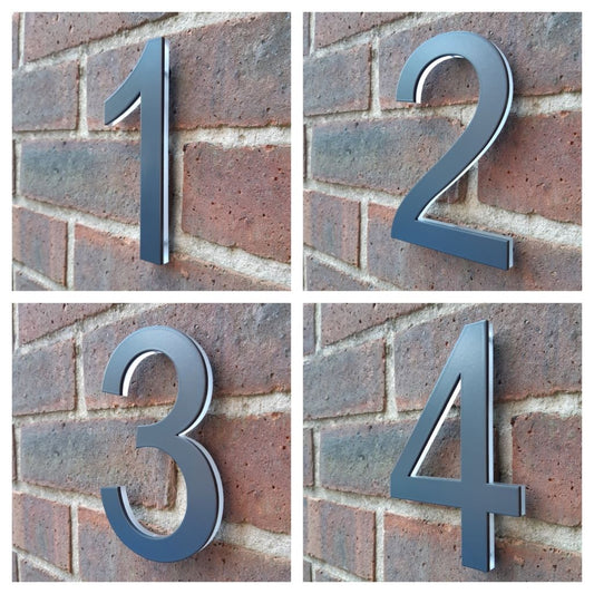 Anthracite grey house number, grey house number, grey door number, anthracite grey 3D house number, 3D house number, chunky house number, eye catching house number, anthracite grey 7016, 7016 house number, RAL 7016
