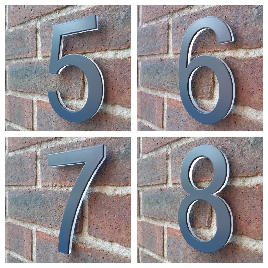 Anthracite grey house number, grey house number, grey door number, anthracite grey 3D house number, 3D house number, chunky house number, eye catching house number, anthracite grey 7016, 7016 house number, RAL 7016