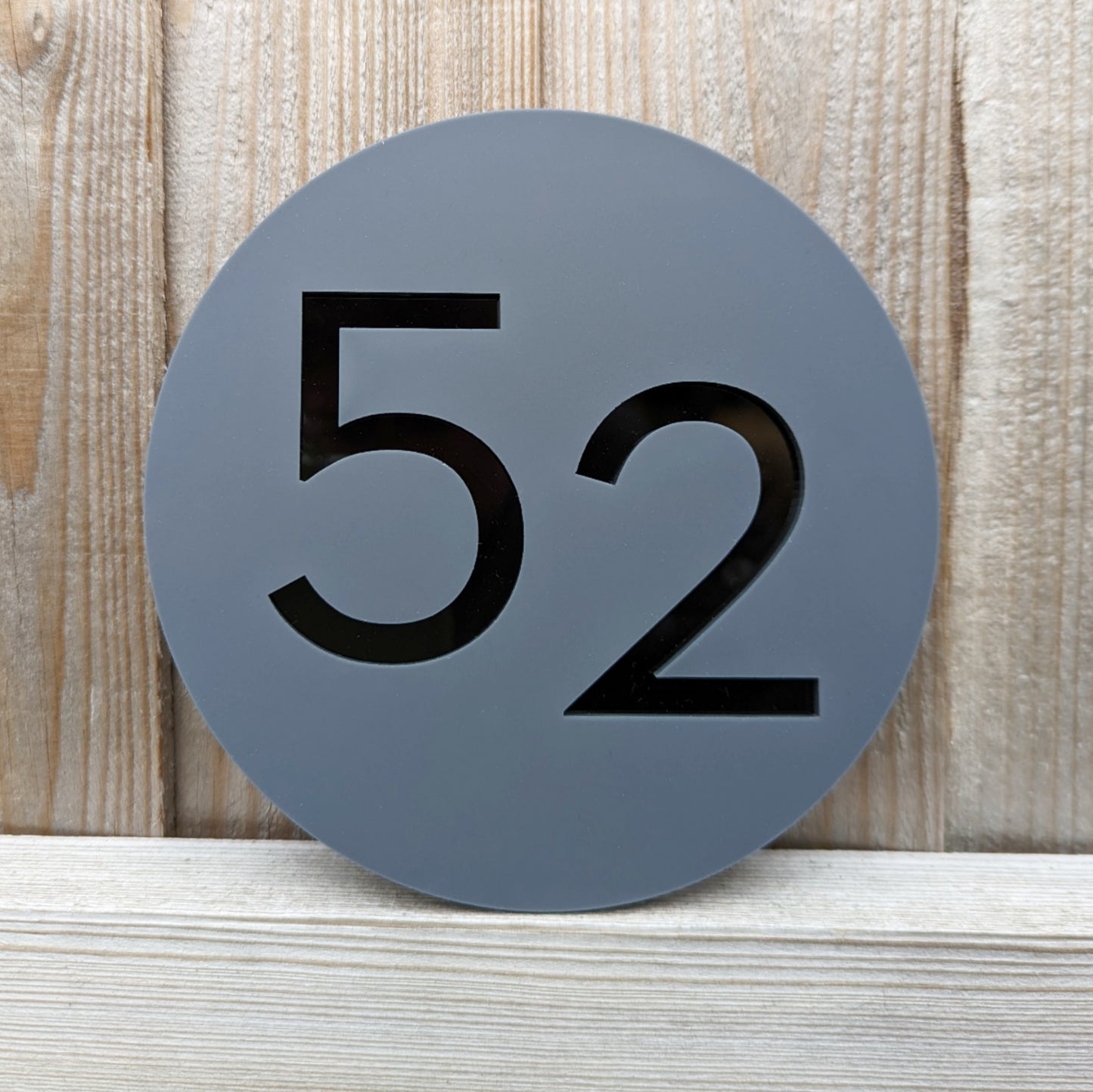 Circle House Number Plaque - Grey - Customisable